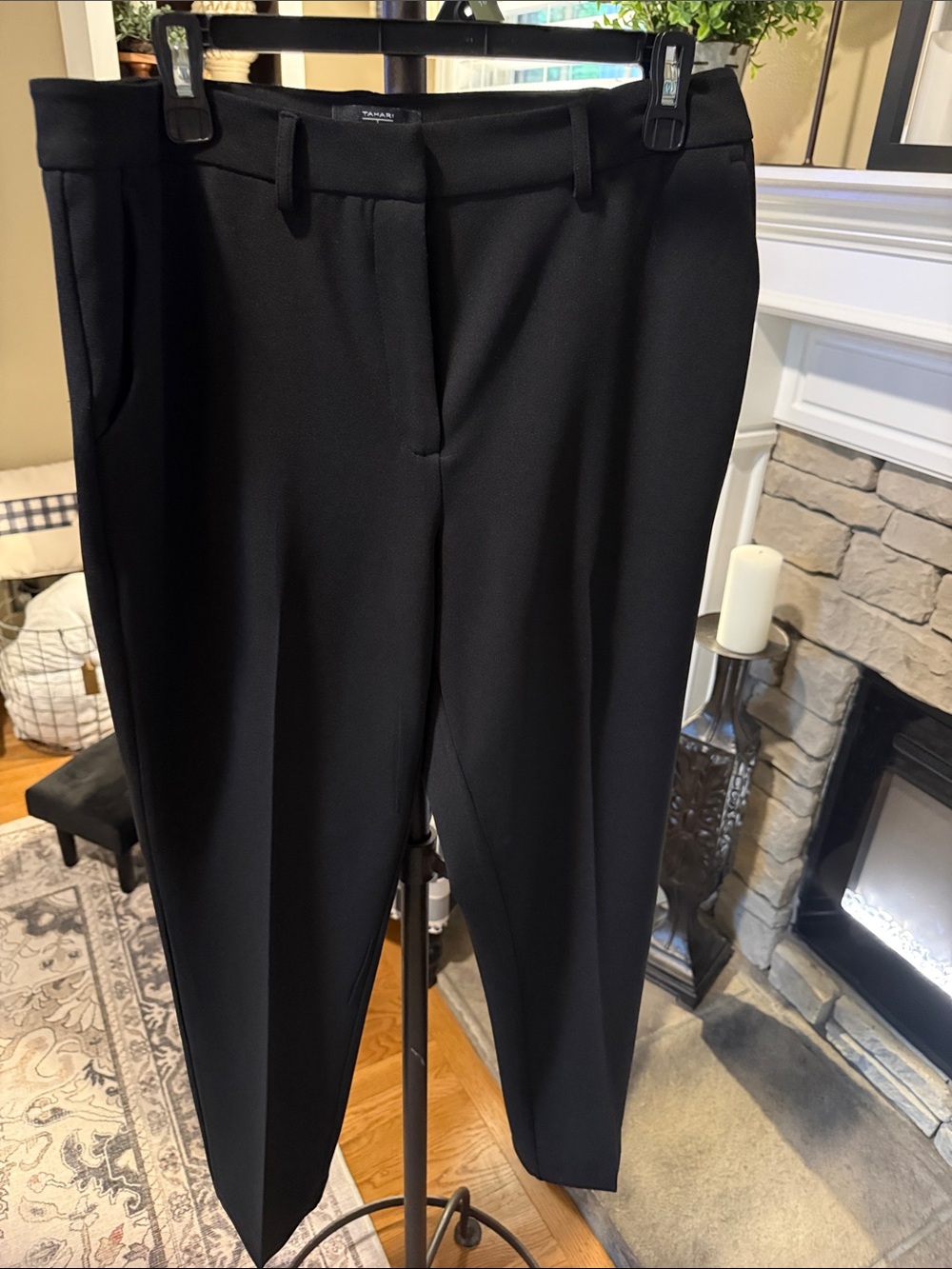 Tahari Black Straight-Leg Dress Trousers